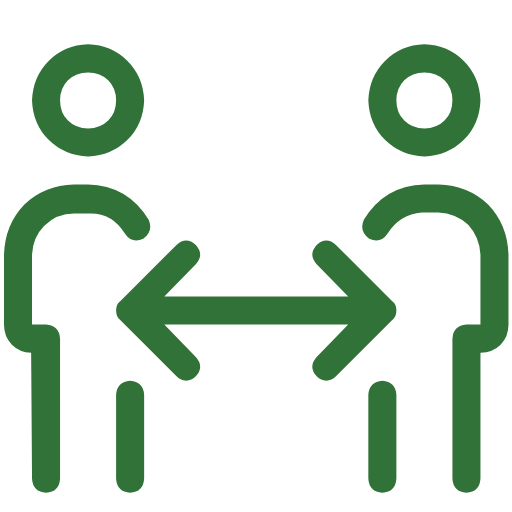 Icon of two people with arrows between