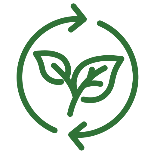 Green leaf in circular arrows icon